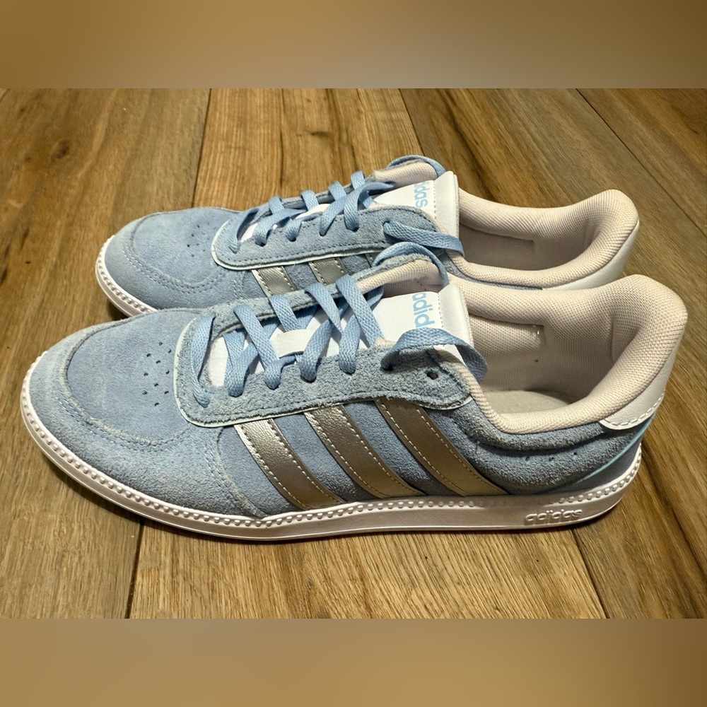 adidas Womens Breaknet Sleek Sneakers Sports Shoes Low Size 7.5 Glow Blue